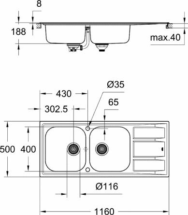 Мойка кухонная Grohe K400 31587SD0 фото 3