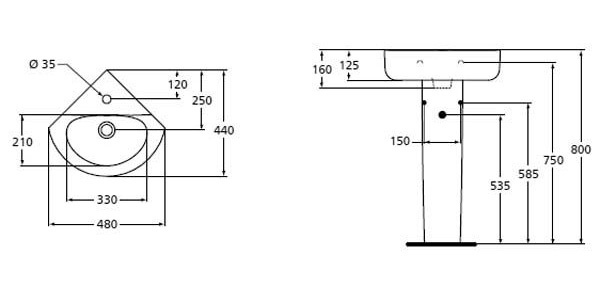 Рукомойник Ideal Standard Connect  угловой фото 5