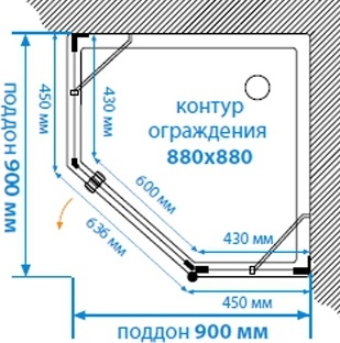 Душевой уголок Акватон Lax R пятиугольный 90х90 см фото 4