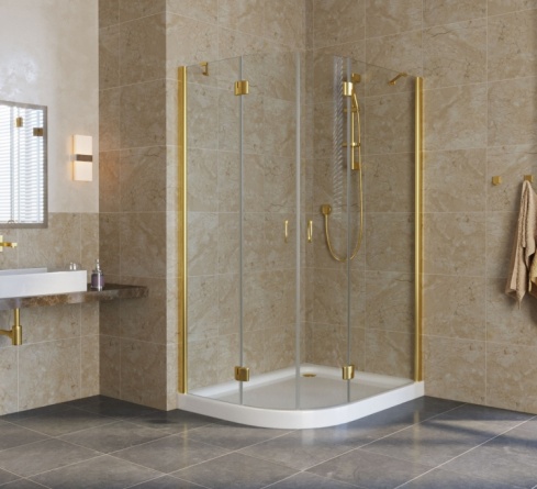 Душевой уголок Vegas Glass AFS-F Lux 120*100 09 01 R профиль золото, стекло прозрачное фото 2