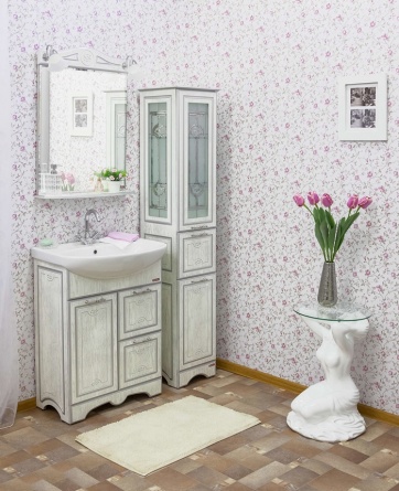 Зеркало Sanflor Адель 65 белое, патина серебро фото 2
