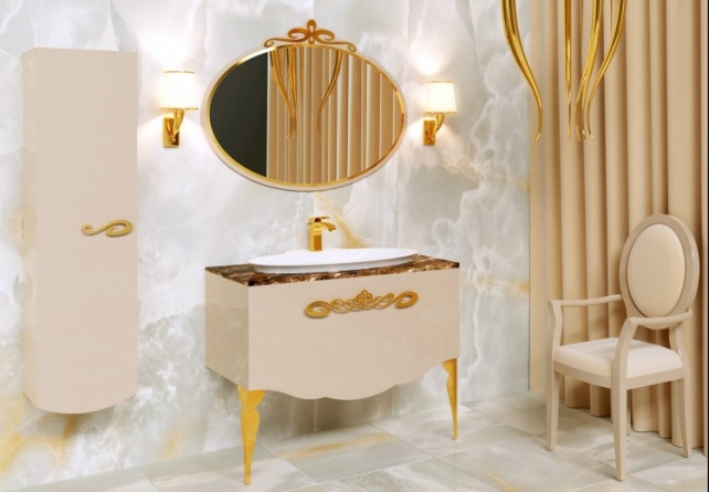 Зеркало La Beaute Charante 100 бежевое, декор золото фото 2