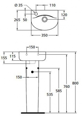 Рукомойник Ideal Standard Connect ARC  (35 см) фото 3