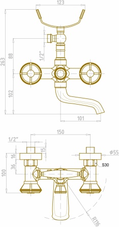 Смеситель Bronze de Luxe 10119 для ванны с душем фото 3
