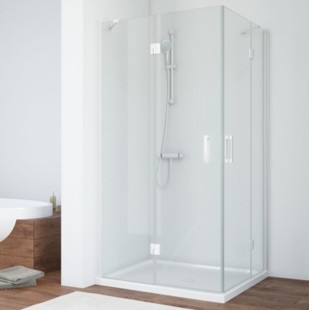 Душевой уголок Vegas Glass AFA-F 90*80 01 01 L профиль белый, стекло прозрачное фото 1