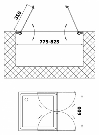 Душевая дверь в нишу Vegas Glass E2P 0080 01 10 стекло сатин, 80 фото 4