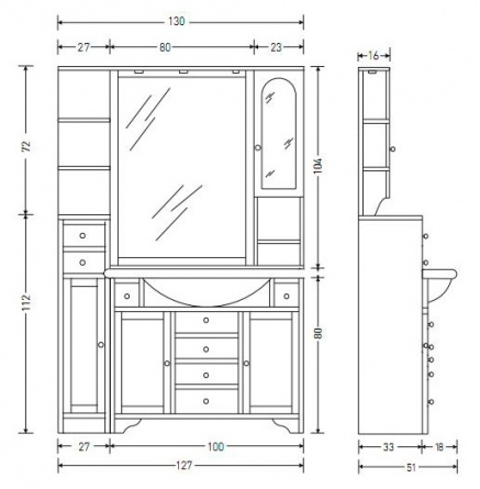 Мебель для ванной Eban Eleonora Modular 130 R белая фото 8