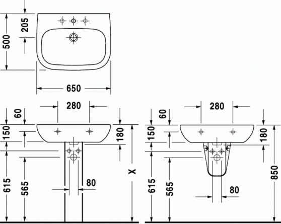 Раковина подвесная Duravit D-Code 65 см фото 4