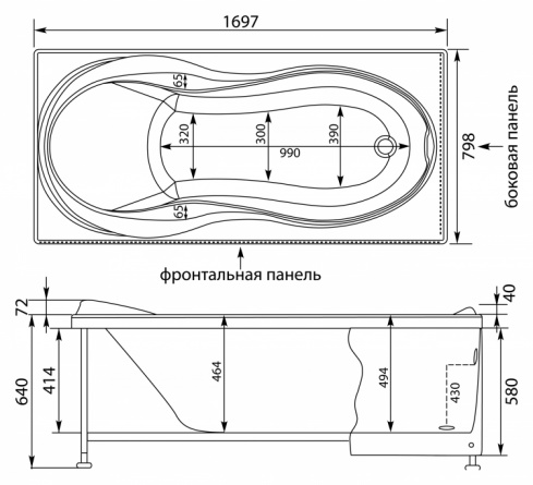 Акриловая ванна Aquanet Grenada 170х80 фото 10