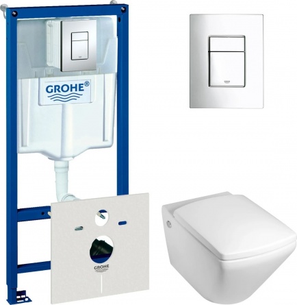 Комплект  Унитаз подвесной Jacob Delafon Escale E1306 + Система инсталляции для унитазов Grohe Rapid SL 38775001 4 в 1 с кнопкой смыва фото 1