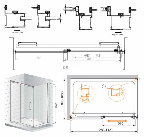 Душевой уголок Cezares Lux soft AH1 130/100 C Cr фото 8
