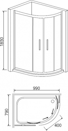 Душевой уголок RGW Classic CL-61 (965-990)x(765-790)x1850 профиль хром, стекло шиншилла фото 3