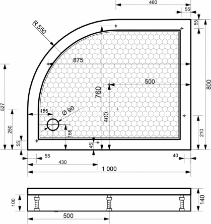 Поддон для душа Эстет Омега L 100x80 фото 4