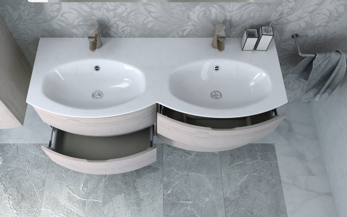 Мебель для ванной Cezares Vague 140 две чаши rovere sbiancato фото 2