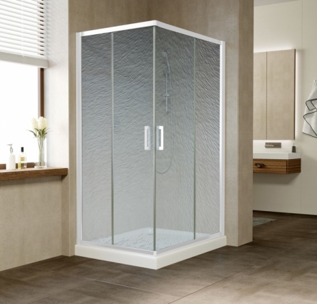 Душевой уголок Vegas Glass ZA-F 100*80 01 02 профиль белый, стекло шиншилла фото 2