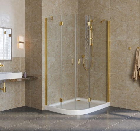 Душевой уголок Vegas Glass AFS-F Lux 110*100 09 01 R профиль золото, стекло прозрачное фото 2