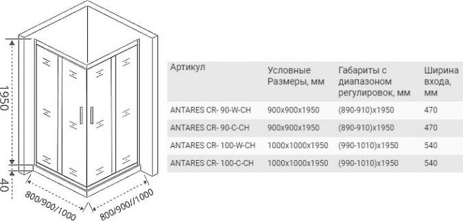 Душевой уголок Good Door Antares CR-90-C-CH фото 5