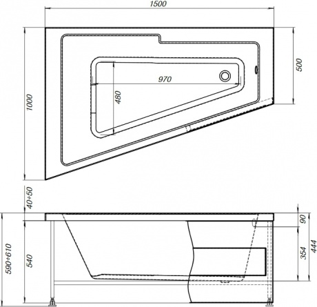 Акриловая ванна Aquanet Accord 150x100 L фото 10