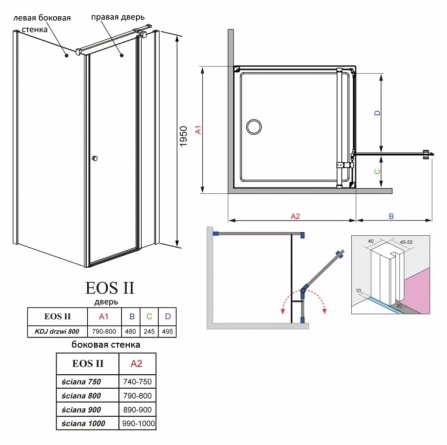 Душевой уголок Radaway EOS II KDJ 80 R фото 4
