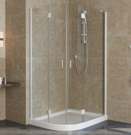 Душевой уголок Vegas Glass AFS-F Lux 100*90 01 01 R профиль белый, стекло прозрачное фото 1