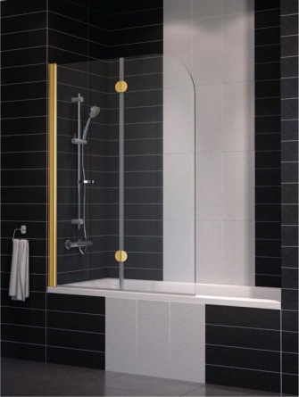 Шторка на ванну Vegas Glass E2V 0120 09 01 L профиль золото, стекло прозрачное фото 1