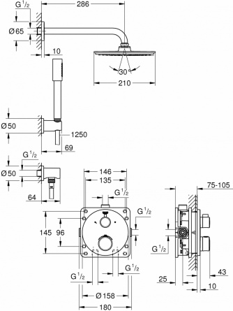 Душевой комплект Grohe Grohtherm 34732000 с термостатом фото 3