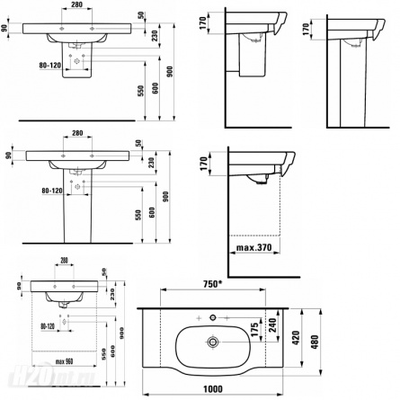 Раковина встраиваемая Laufen LB3 100х48 фото 4