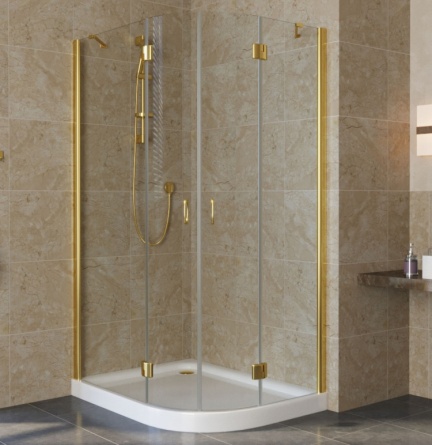 Душевой уголок Vegas Glass AFS-F Lux 110*80 09 01 L профиль золото, стекло прозрачное фото 1