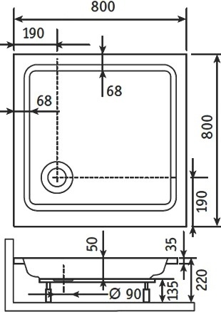 Поддон для душа RGW Style KV 80x80x22 фото 2