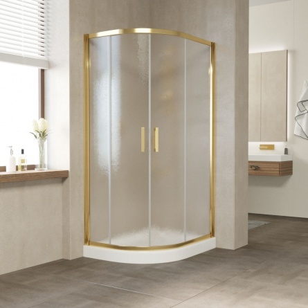 Душевой уголок Vegas Glass ZS-F 90*80 09 02 профиль золото, стекло шиншилла фото 2