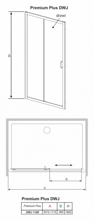 Душевая дверь в нишу Radaway Premium Plus DWJ 110 стекло фабрик фото 10