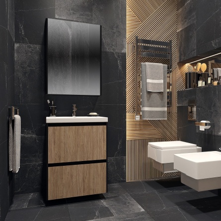 Мебель для ванной Velvex Klaufs 60.2Y черная, шатанэ, подвесная фото 1