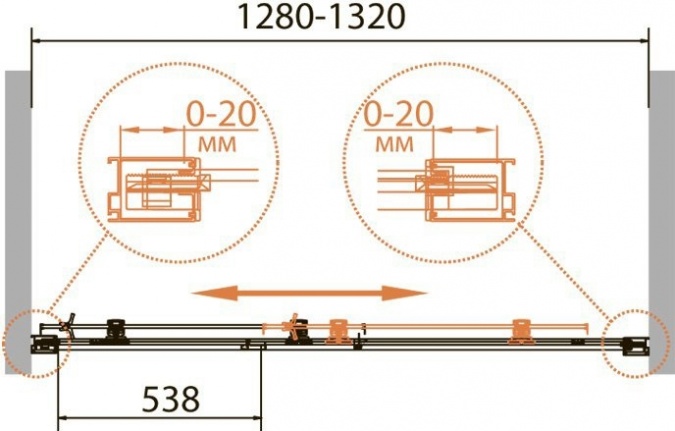 Душевая дверь в нишу Cezares Relax BF-1-130-P-Bi стекло punto фото 4