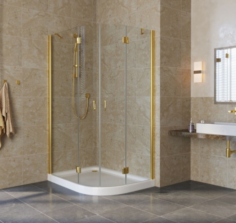 Душевой уголок Vegas Glass AFS-F Lux 120*80 09 01 L профиль золото, стекло прозрачное фото 2