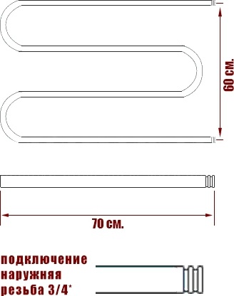 Полотенцесушитель водяной Ника Simple М-3/4 60/70 фото 3