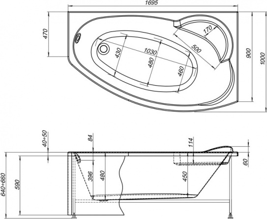 Акриловая ванна Aquanet Sofia 170x100 R фото 10