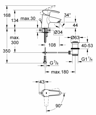 Смеситель для раковины Grohe Eurostyle с донным клапаном с энергосберегающим картриджем фото 2